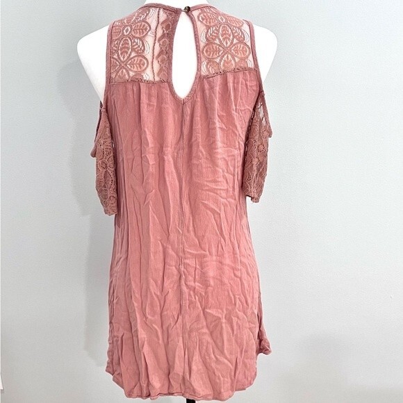 Pink lace yoke off shoulder dress size XS - Picture 3 of 6